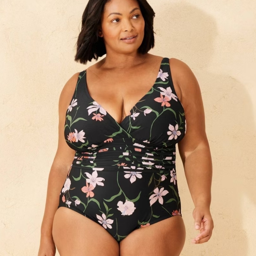 Shade & Shore Black Floral Swimsuit